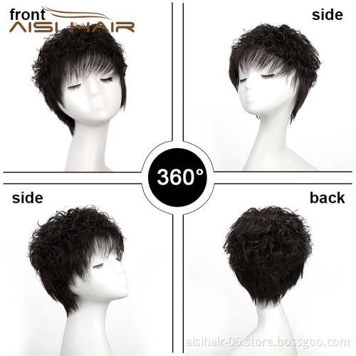 New Straight Cheap Price Short Pixie Cut Natural Color Brazilian 100%  Wigs For Black Women Human Hair